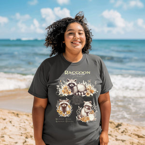 Raccoon Trash Panda Anatomy The Raccoon Opossum Shirt, Funny Animals Opossum Vintage Raccoon Tshirt, Gift For Her or Him, Possum Raccoon Lover - T-Shirt - Chromatic Safari - Pepper - S