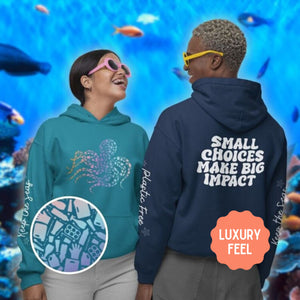 Rainbow Octopus Hoodie: Eco-Friendly, Artistic Sweatshirt for Marine Life Enthusiasts, Perfect for Ocean Conservation Supporters - Chromatic Safari - Navy - S