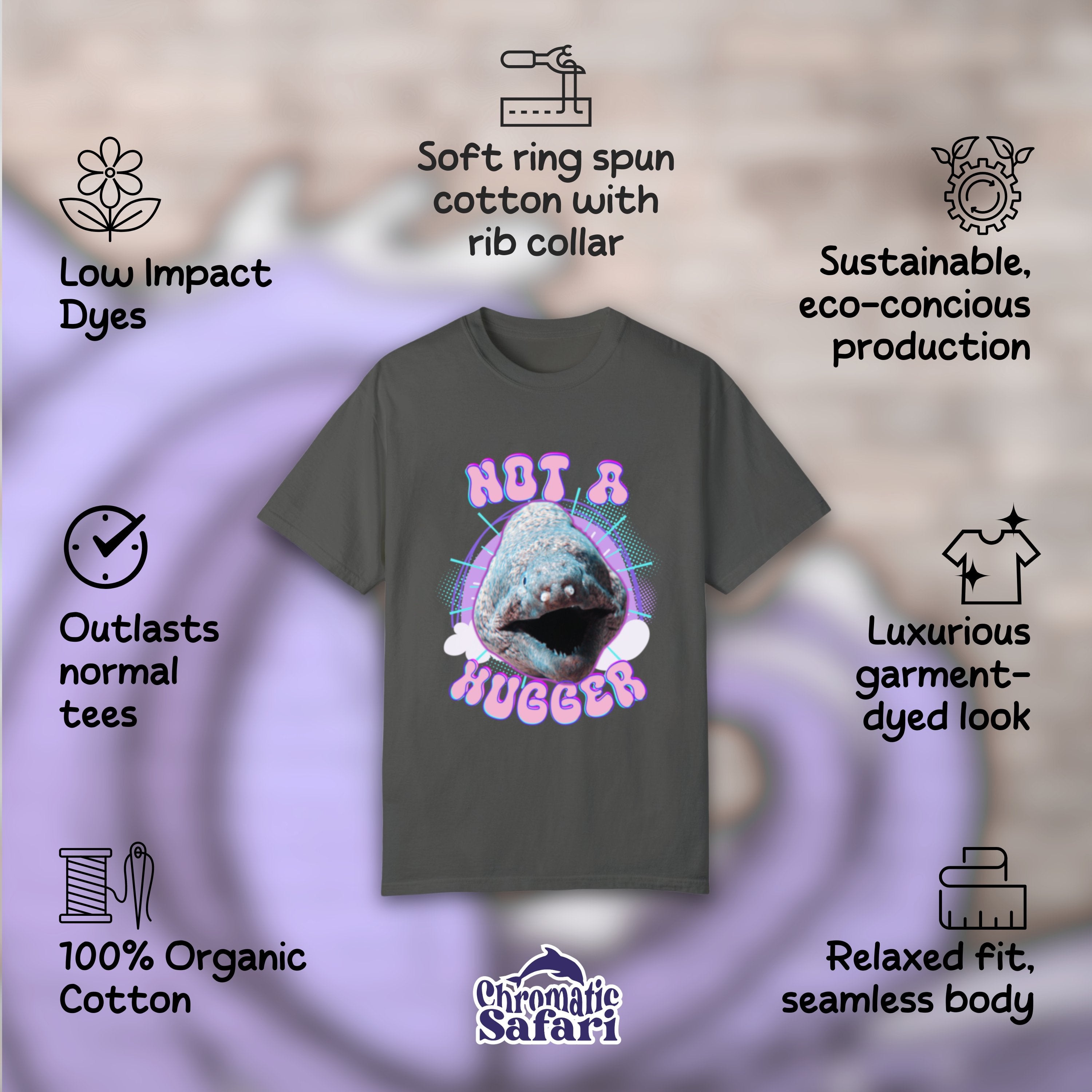 Retro Bootleg Rap Tee Not A Hugger Electric Eel Band Shirt, Fun Ocean Conservation Vintage 90s Tee, Gift For Her or for Coworker - T - Shirt - Chromatic Safari - Pepper - S