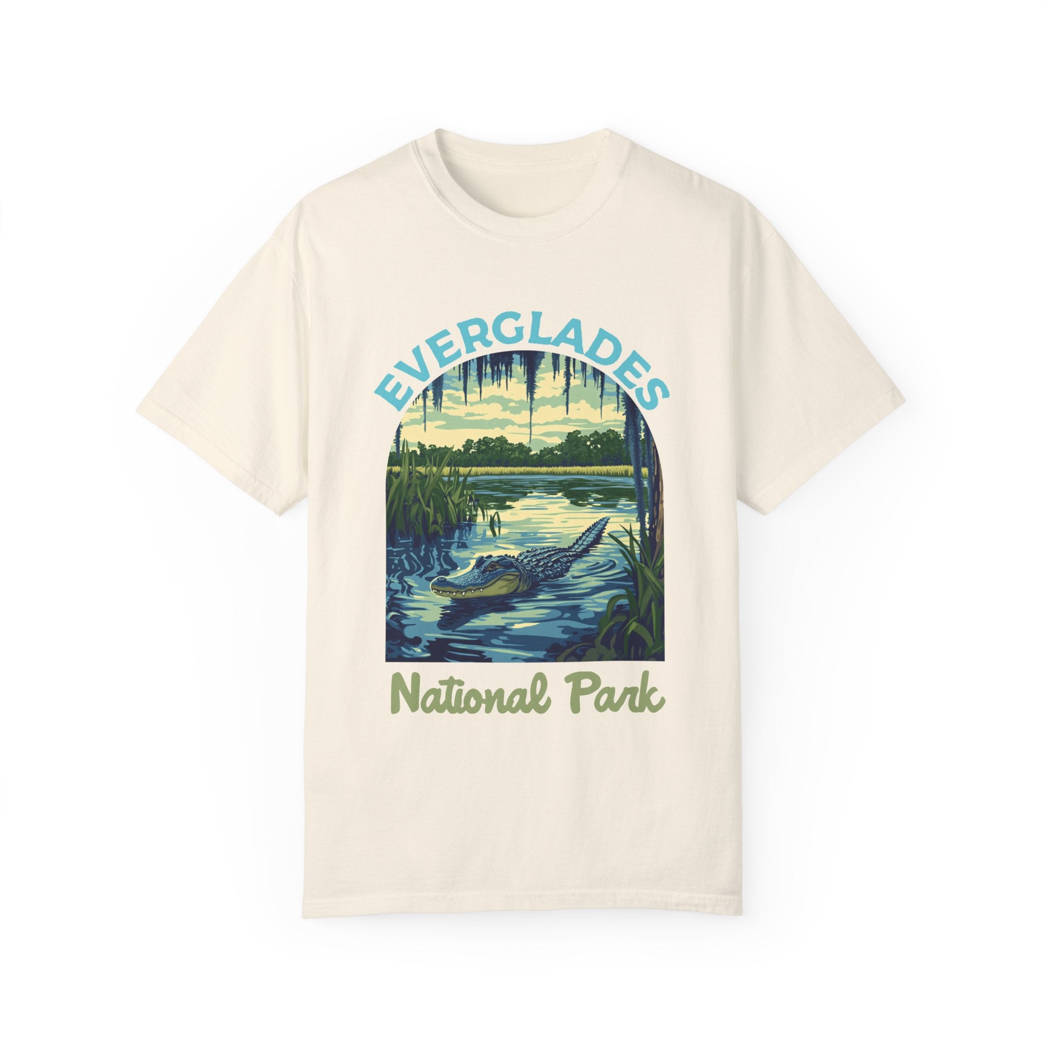 Retro Everglades, FL National Parks Shirt, Hiking Gift Mountain Tee Outdoor Lover Adventure Tshirt, Camping Gift - T-Shirt - Chromatic Safari - Ivory - S