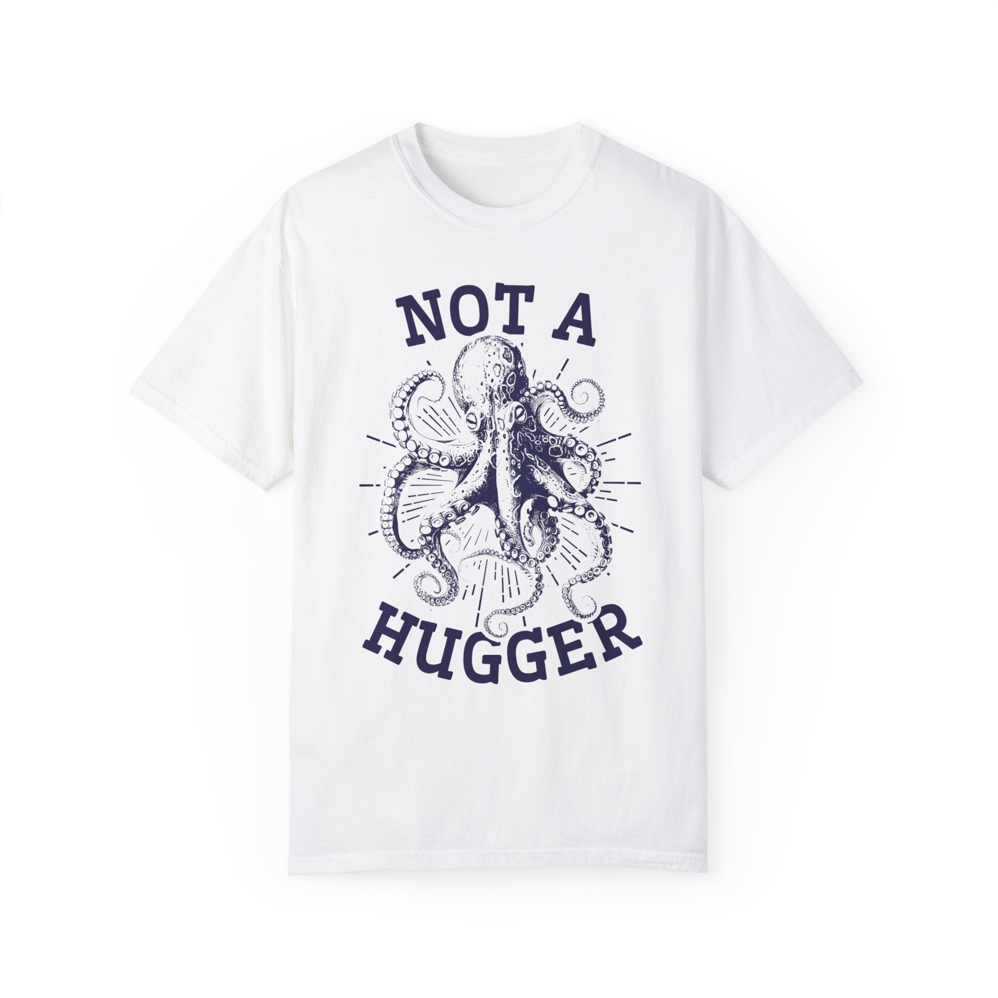 Retro Octopus Funny Anti Social Not A Hugger Band Shirt, Fun Ocean Conservation Vintage 90s Tee, Gift For Surfers or Divers - T - Shirt - Chromatic Safari - White - S
