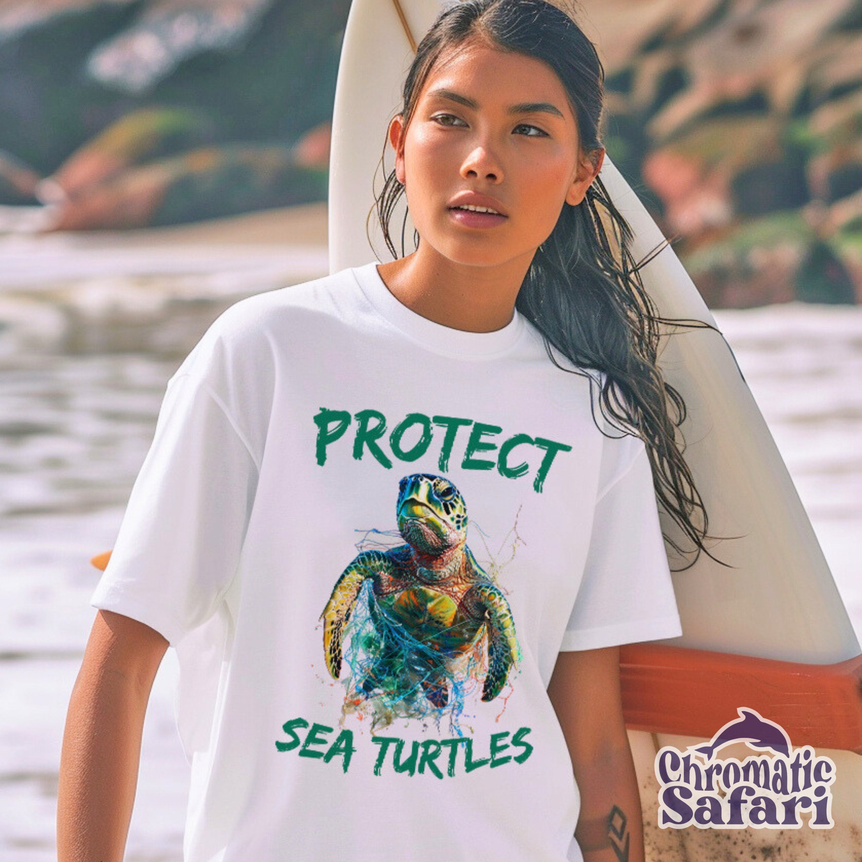 Retro Sea Life Tee Protect Sea Turtles Shirt, Sealife Ocean Conservation Marine Biology Gift, For Divers or Surfers - T - Shirt - Chromatic Safari - White - S