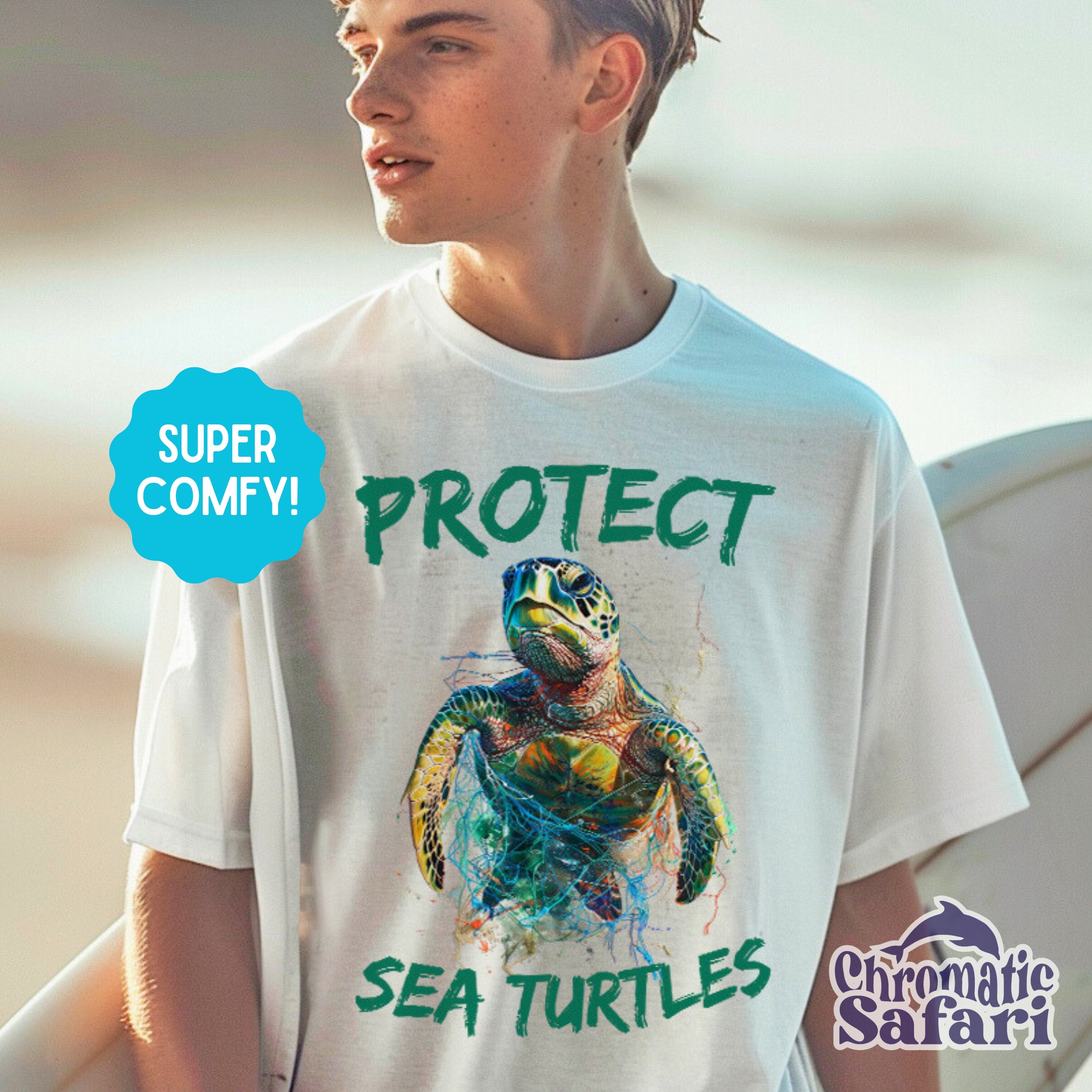 Retro Sea Life Tee Protect Sea Turtles Shirt, Sealife Ocean Conservation Marine Biology Gift, For Divers or Surfers - T - Shirt - Chromatic Safari - White - S