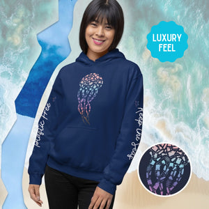 Save the Oceans Jellyfish Hoodie Eco-Friend Sustainable Apparel Jelly Fish Eco-Friendly, Organic Sweatshirt for Marine Life Enthusiasts - Chromatic Safari - Navy - S