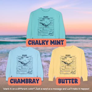 Scifi Beluga Whale Anatomy Shirt Pullover, Marine Animal Anatomical Cyberpunk Sweatshirt, Surfers Gifts - Sweatshirt - Chromatic Safari - Chambray - S