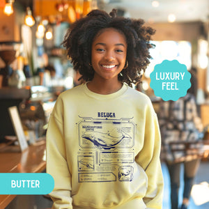 Scifi Beluga Whale Anatomy Shirt Pullover, Marine Animal Anatomical Cyberpunk Sweatshirt, Surfers Gifts - Sweatshirt - Chromatic Safari - Butter - S