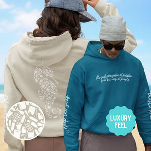 Seahorse Design Hoodie: Eco-Friendly, Artistic Sweatshirt for Marine Life Enthusiasts, Perfect for Ocean Conservation Supporters - Chromatic Safari - Navy - S