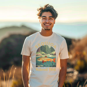 Sequioa CA Vintage National Parks Shirt, Camping Gift Mountain Tee Outdoor Lover Adventure Tshirt, Hikers Gift - T-Shirt - Chromatic Safari - Ivory - S