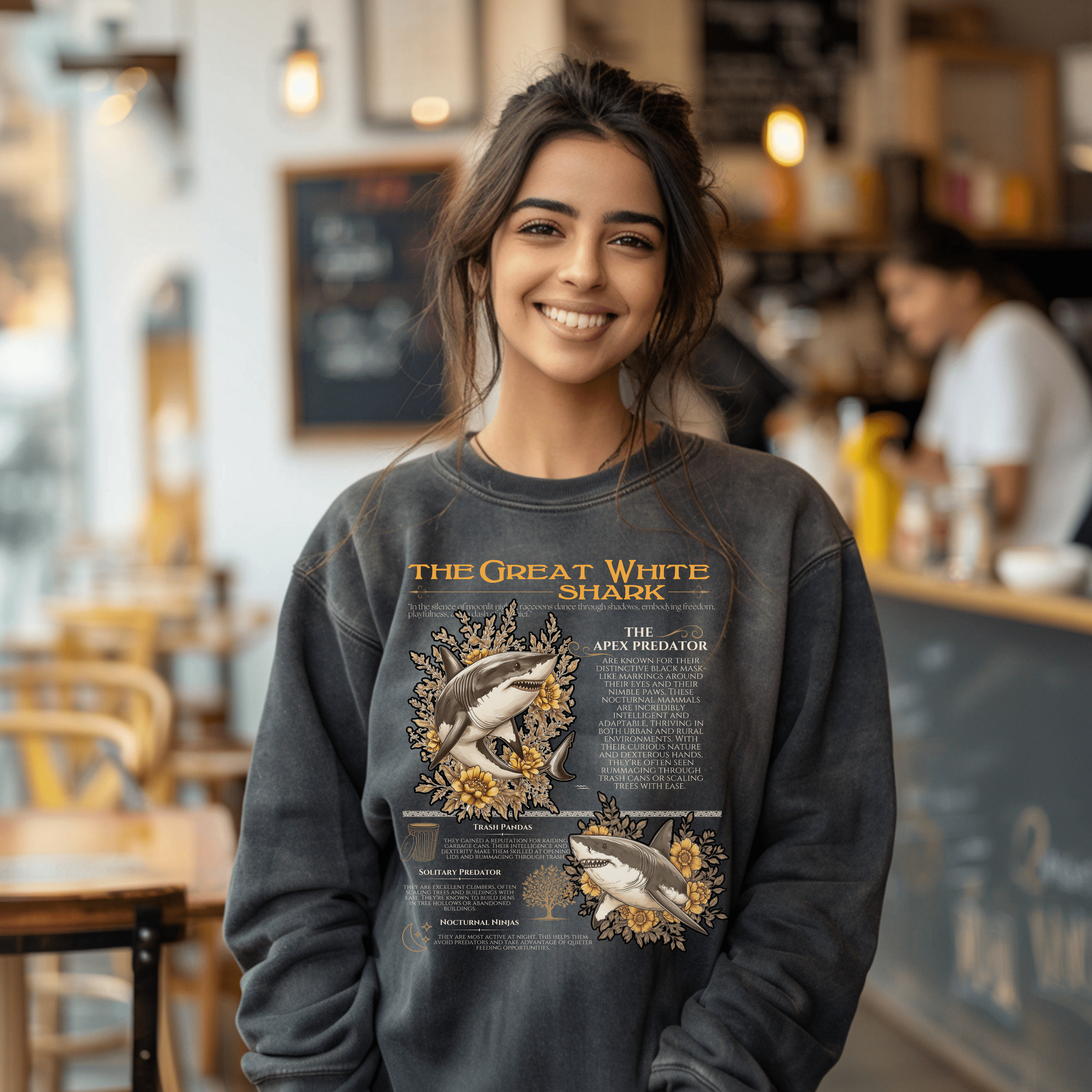 Shark Anatomy Shirt, Vintage Marine Animal Tee, Shark Lover Tshirt Gift, Gift For Surfer or Divers - T-Shirt - Chromatic Safari - Moss - S