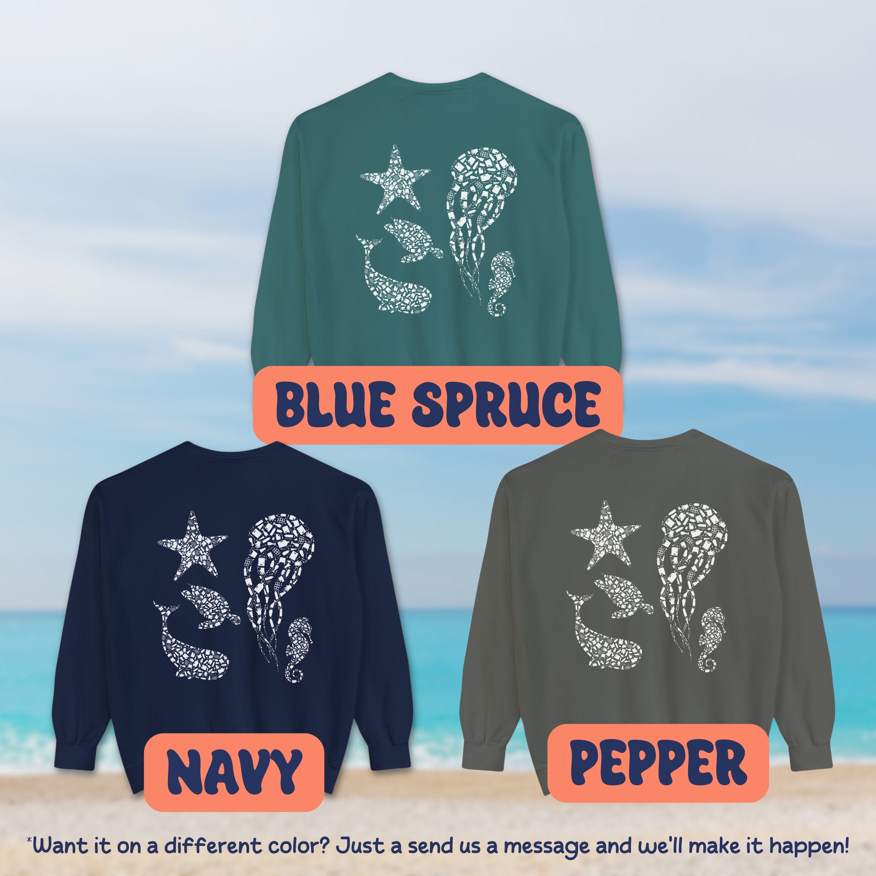 Shark Manta Ray Ocotpus Cottagecore Pullover, Ocean Conservation Marine Biologist Sweatshirt, Gift for Biologist - Sweatshirt - Chromatic Safari - Pepper - S