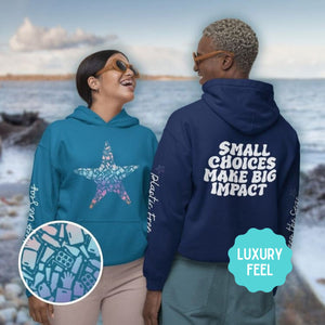 Star Fish Hoodie: Eco-Friend Starfish Sweatshirt Sea Star Marine Life Enthusiasts, Scuba Divers Biologists and Ocean Conservation Supporters - Chromatic Safari - Navy - S