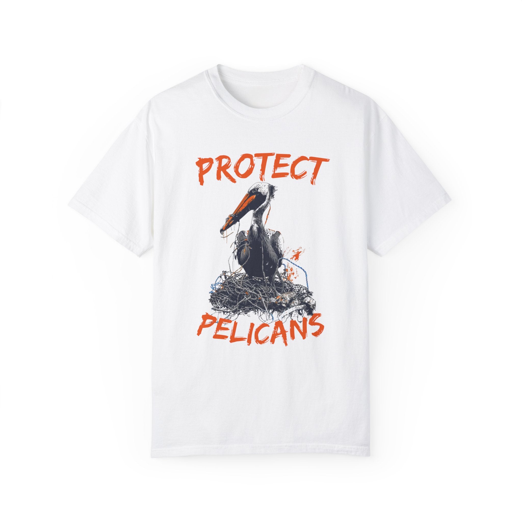 Street Art Protect Pelicans Awareness Shirt, Sealife Ocean Conservation Marine Biology Gift, For Birdwatcher and Conservationist - T - Shirt - Chromatic Safari - White - S