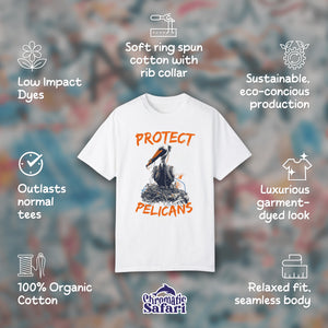 Street Art Protect Pelicans Awareness Shirt, Sealife Ocean Conservation Marine Biology Gift, For Birdwatcher and Conservationist - T - Shirt - Chromatic Safari - White - S