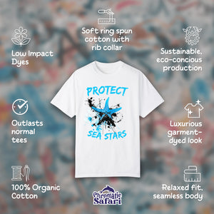 Street Art Protect Starfish Awareness Shirt, Sealife Ocean Conservation Marine Biology Gift, For Locals and Conservationist - T - Shirt - Chromatic Safari - White - S