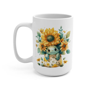 Sunflower Turtle Mothers Day Mug, Ocean Lover Coffee Cup, Gift for Mom - Mug - Chromatic Safari - 15oz -