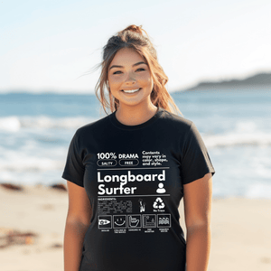 Surfing Shirt, Longboard Surfer Tee, Oversized Longboarder Summer Shirt, Trendy Ocean Lovers Tshirt, Surf Gift - T-Shirt - Chromatic Safari - Black - S