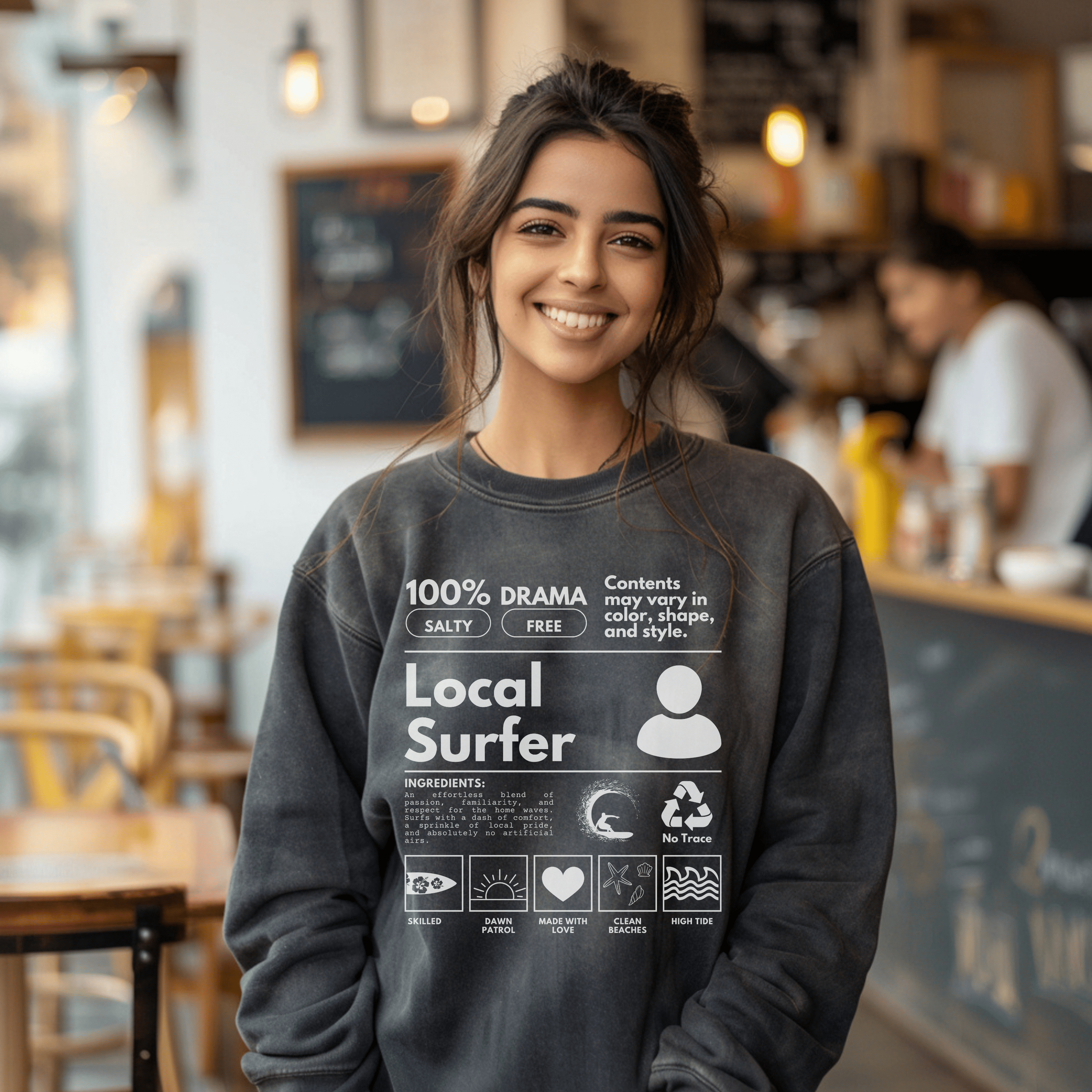 Surfing Sweathirt, Local Surfer Tee, Oversized Locals Summer Pullover Shirt, Trendy Ocean Lovers Tshirt, Gift Surfers - Sweatshirt - Chromatic Safari - Charcoal - S