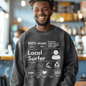 Surfing Sweathirt, Local Surfer Tee, Oversized Locals Summer Pullover Shirt, Trendy Ocean Lovers Tshirt, Gift Surfers - Sweatshirt - Chromatic Safari - Charcoal - S