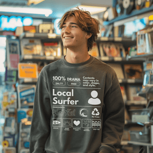 Surfing Sweathirt, Local Surfer Tee, Oversized Locals Summer Pullover Shirt, Trendy Ocean Lovers Tshirt, Gift Surfers - Sweatshirt - Chromatic Safari - Charcoal - S