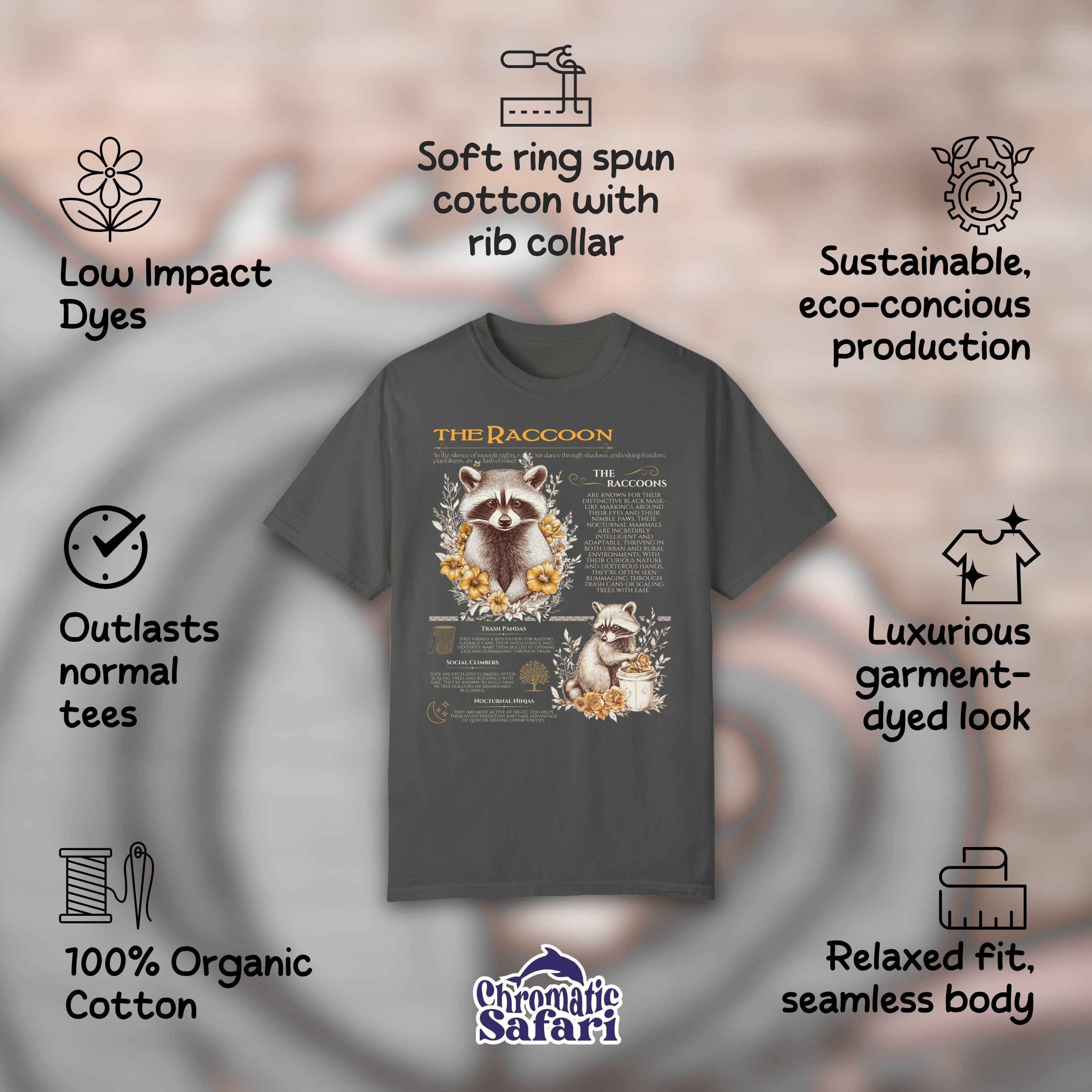 The Raccoon Anatomy Possum Trash Panda Shirt, Funny Animals Opossum Vintage Raccoon Tshirt, Gift For Animal Lover - T-Shirt - Chromatic Safari - True Navy - S