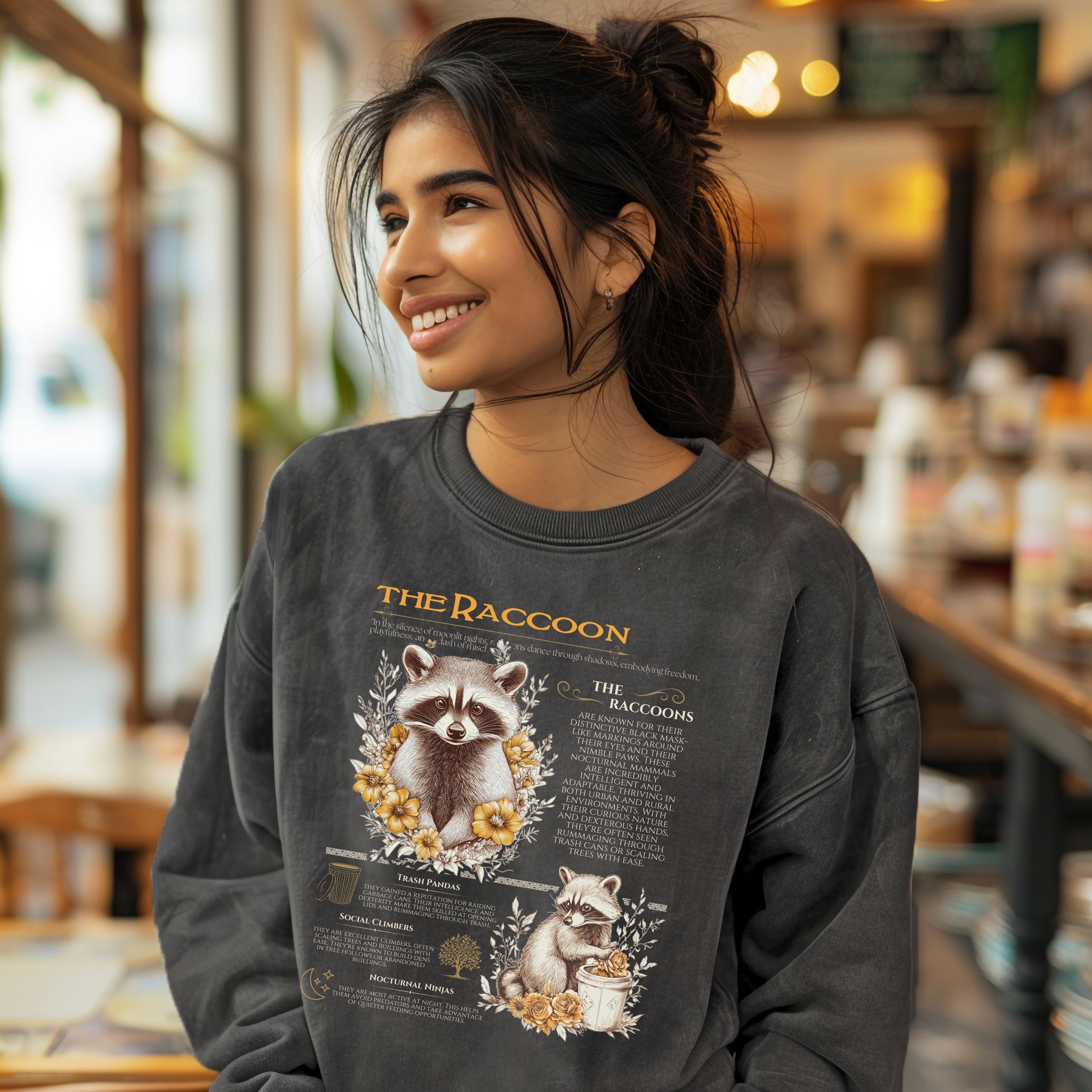 The Raccoon Anatomy Possum Trash Panda Shirt, Funny Animals Opossum Vintage Raccoon Tshirt, Gift For Animal Lover - T-Shirt - Chromatic Safari - Pepper - S