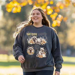 The Raccoon Trash Panda Opossum Sweatshirt Pullover, Funny Animals Opossum Vintage Raccoon Anatomy Tee, Gift For Her or Him - Sweatshirt - Chromatic Safari - Pepper - S