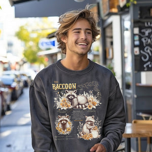 The Raccoon Trash Panda Opossum Sweatshirt Pullover, Funny Animals Opossum Vintage Raccoon Anatomy Tee, Gift For Her or Him - Sweatshirt - Chromatic Safari - Pepper - S