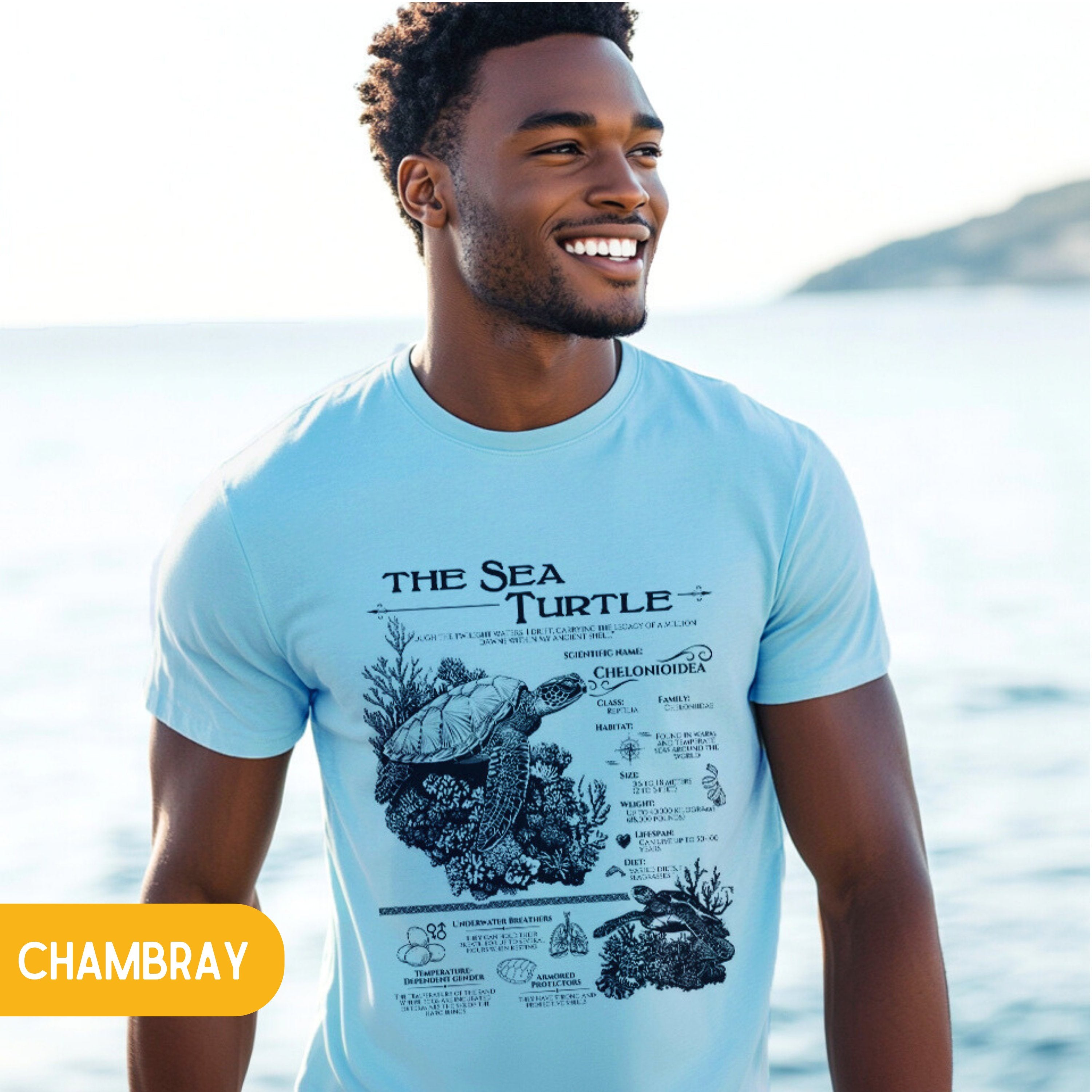 The Sea Turtle Comfort Colors Anatomy Shirt, Marine Animals Vintage Tshirt, Sea Turtle Gifts - T-Shirt - Chromatic Safari - Chambray - S