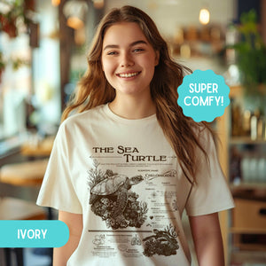 The Sea Turtle Comfort Colors Anatomy Shirt, Marine Animals Vintage Tshirt, Sea Turtle Gifts - T-Shirt - Chromatic Safari - Ivory - S