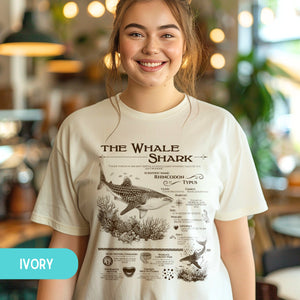 The Whale Shark Anatomy Shirt , Marine Animals Vintage Tshirt, Whale Gifts - T-Shirt - Chromatic Safari - Ivory - S