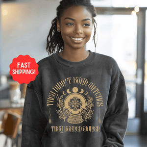 They Didn’t Burn Witches Sweatshirt, They Burned Women, Womens Rights Tee, Feminist Witch Shirt, Gift For Her or Activist Sweatshirt - Sweatshirt - Chromatic Safari - Charcoal - S