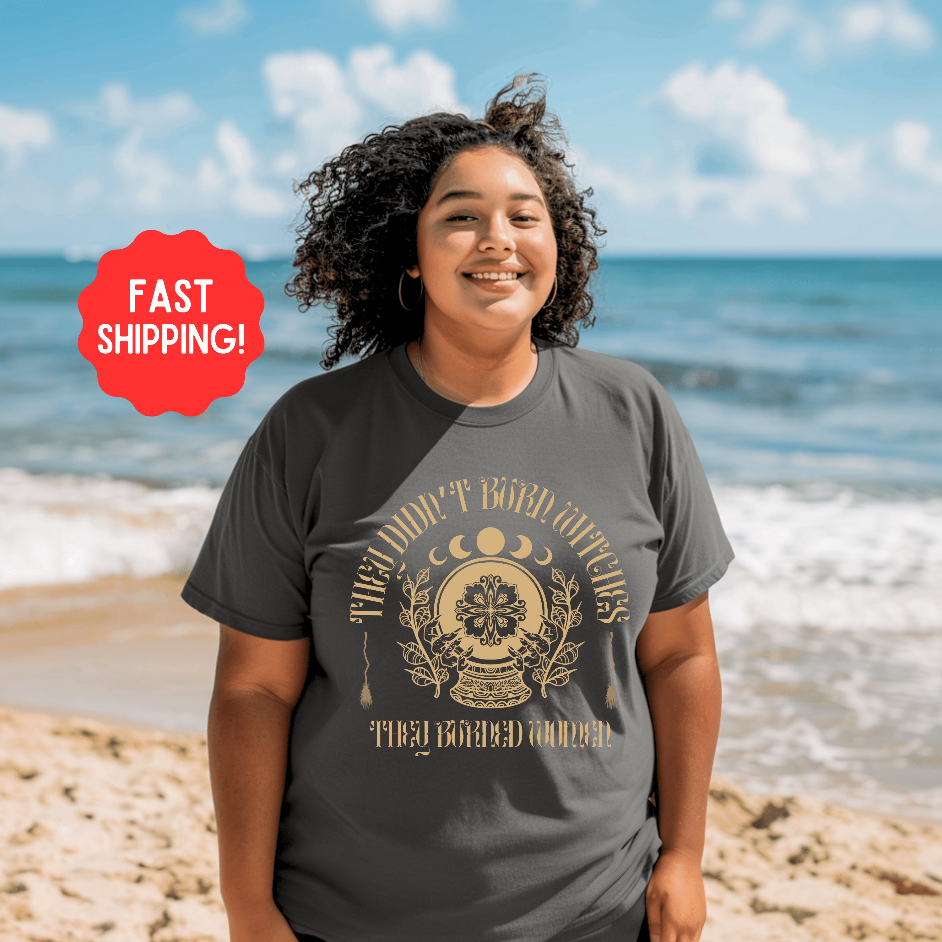 They Didn’t Burn Witches T-shirt, They Burned Women, Womens Rights Tee, Feminist Witch Shirt, Gift For Her or Activist - T-Shirt - Chromatic Safari - Pepper - S