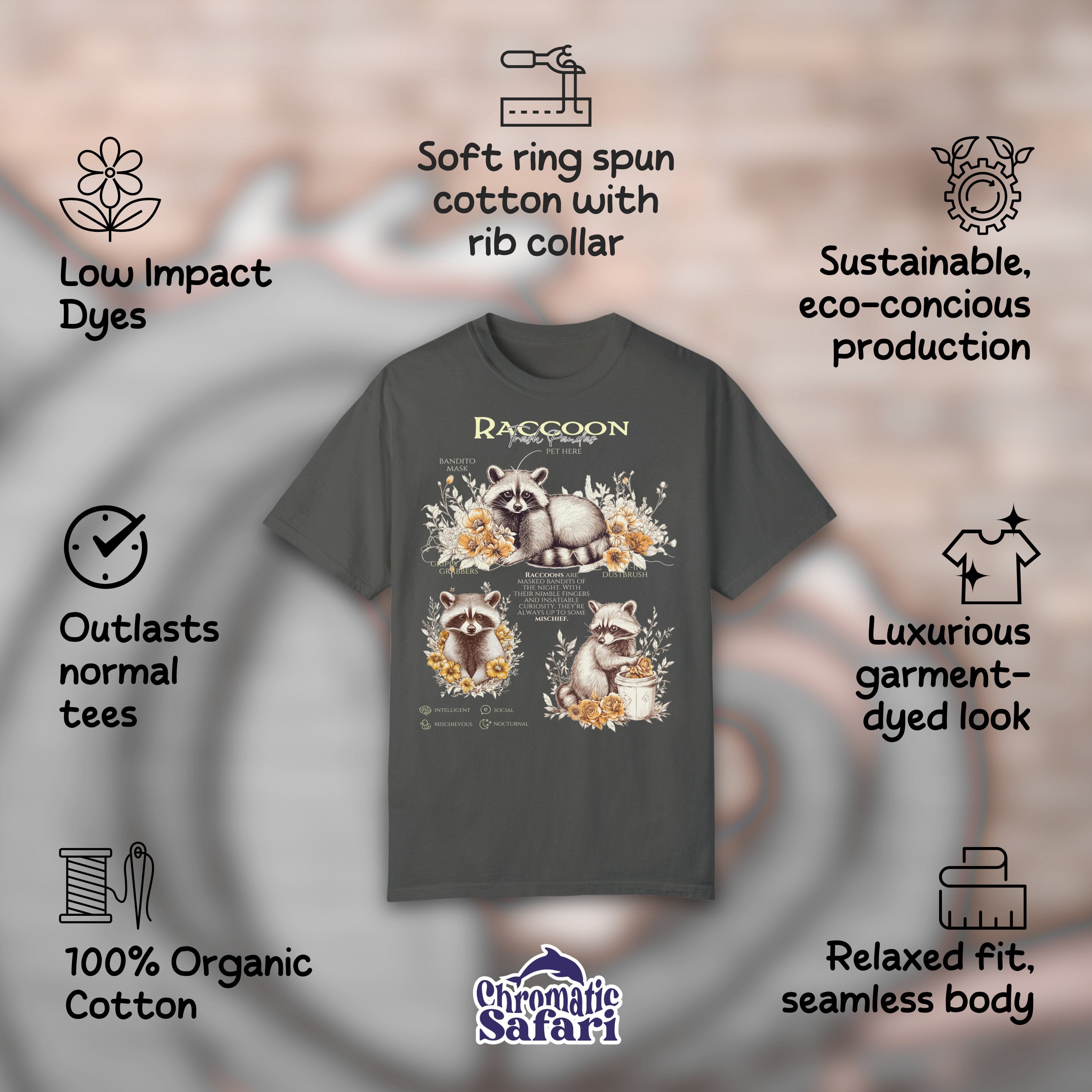 Trash Panda Anatomy The Raccoon Opossum Shirt, Funny Animals Opossum Vintage Raccoon Tshirt, Gift For Her or Him, Possum Raccoon Lover - T-Shirt - Chromatic Safari - Moss - S