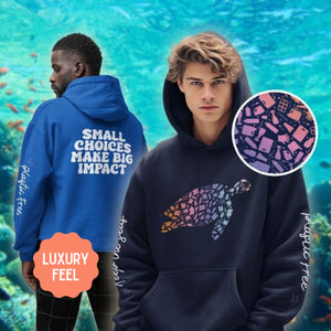 Turtle Design Hoodie: Eco-Friendly, Tortoise Sweatshirt for Surfers, Marine Life Enthusiasts, Perfect for Ocean Conservation Supporters - Chromatic Safari - Navy - S