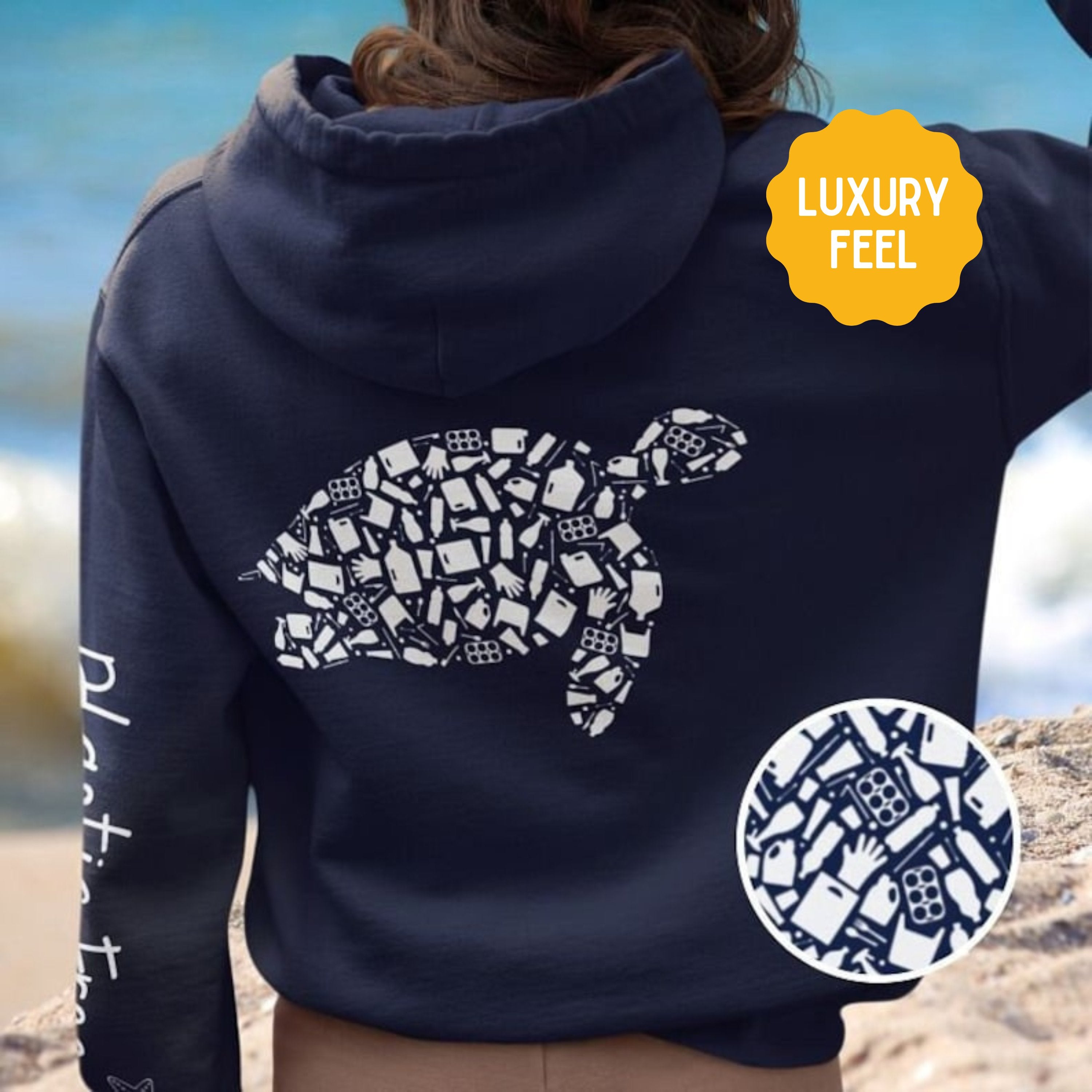 Turtle Tortoise Hoodie: Eco-Friendly, Artistic Sweatshirt for Marine Life Enthusiasts, Perfect for Ocean Conservation Supporters - Chromatic Safari - Navy - S