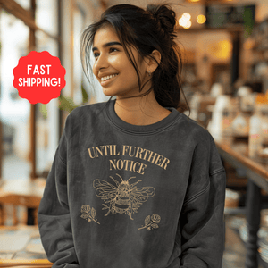 Until Further Notice 4B Movement Sweatshirt, Smash The Patriarchy, Feminist Womens Rights Awareness Pullover Tee, Gift for Her, Gift for Activist - Sweatshirt - Chromatic Safari - Charcoal - S