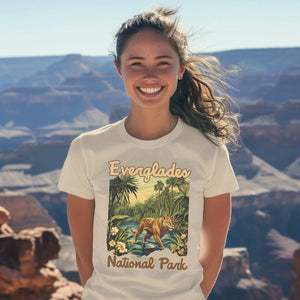 Vintage Everglades Retro National Parks Shirt, Camping Gift Mountain Tee Outdoor Lover Adventure Shirt, For Hiking - T-Shirt - Chromatic Safari - Ivory - S