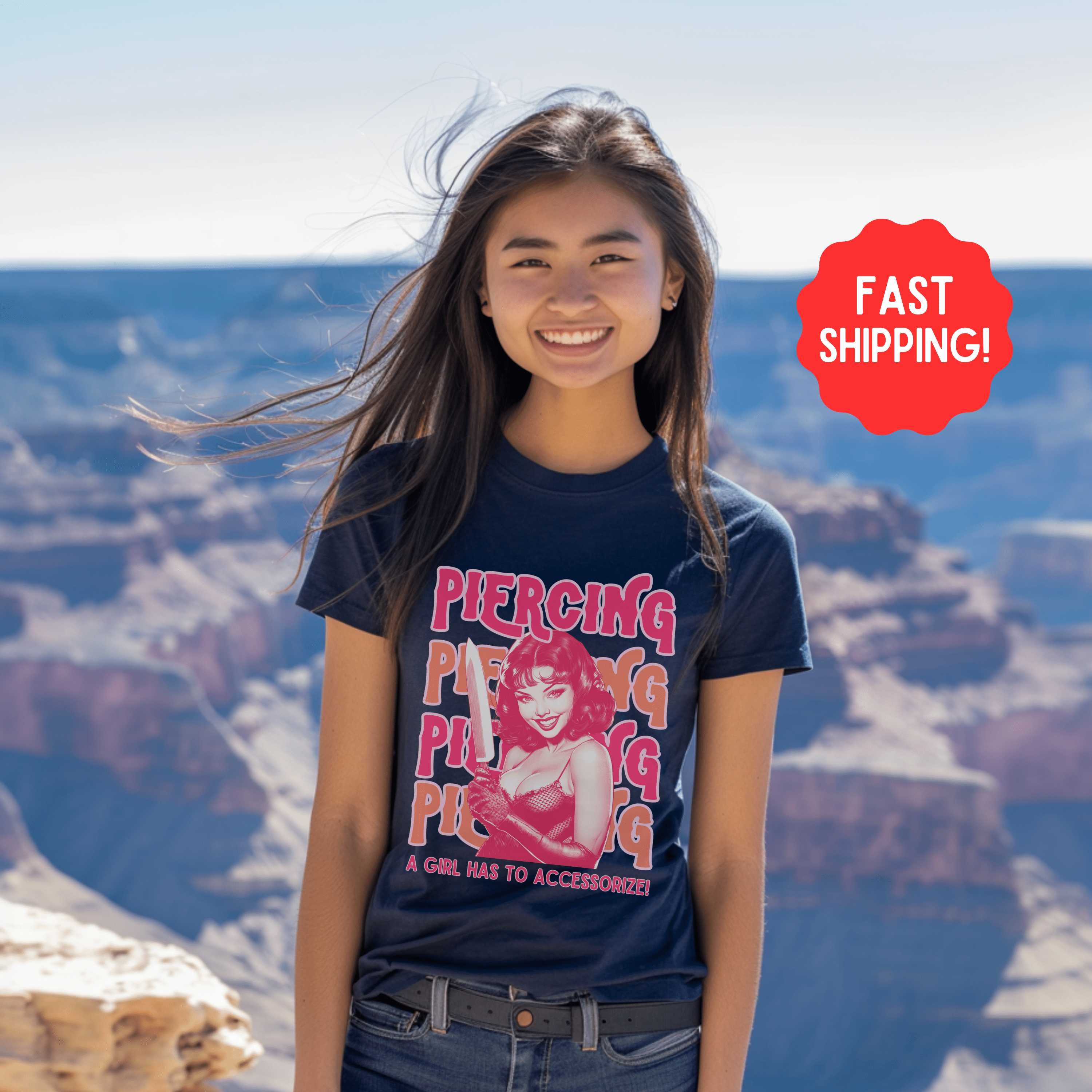 Vintage Feminist Shirt, Piercing Smash The Patriarchy Tee, Pin Up Feminism Tee, Gift For Her - T-Shirt - Chromatic Safari - Ivory - S