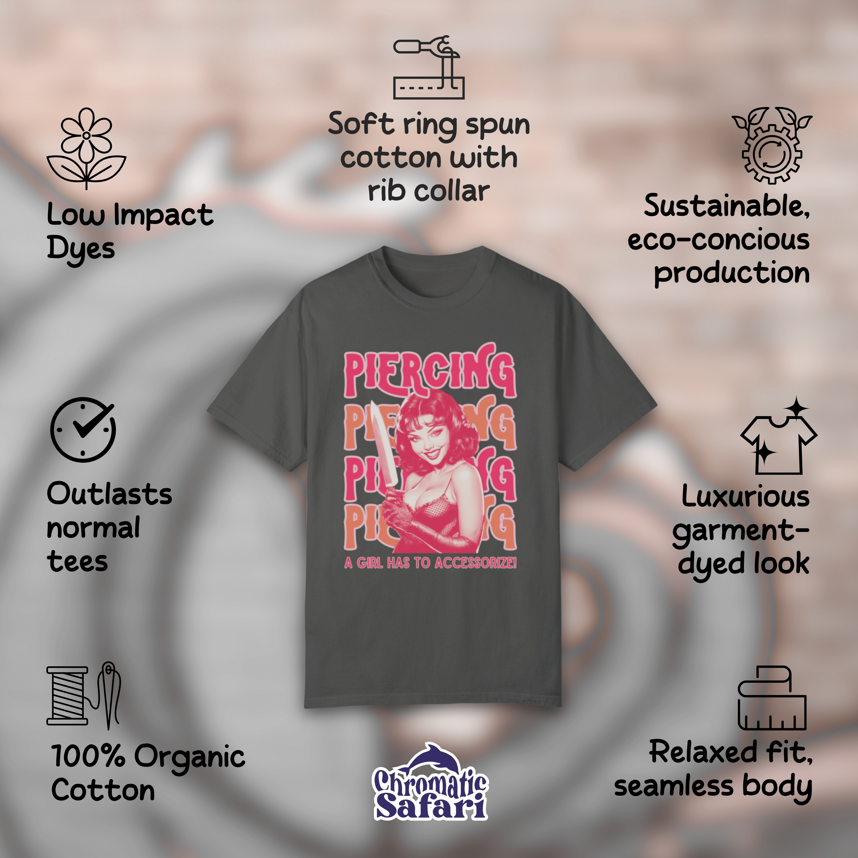 Vintage Feminist Shirt, Piercing Smash The Patriarchy Tee, Pin Up Feminism Tee, Gift For Her - T-Shirt - Chromatic Safari - Ivory - S