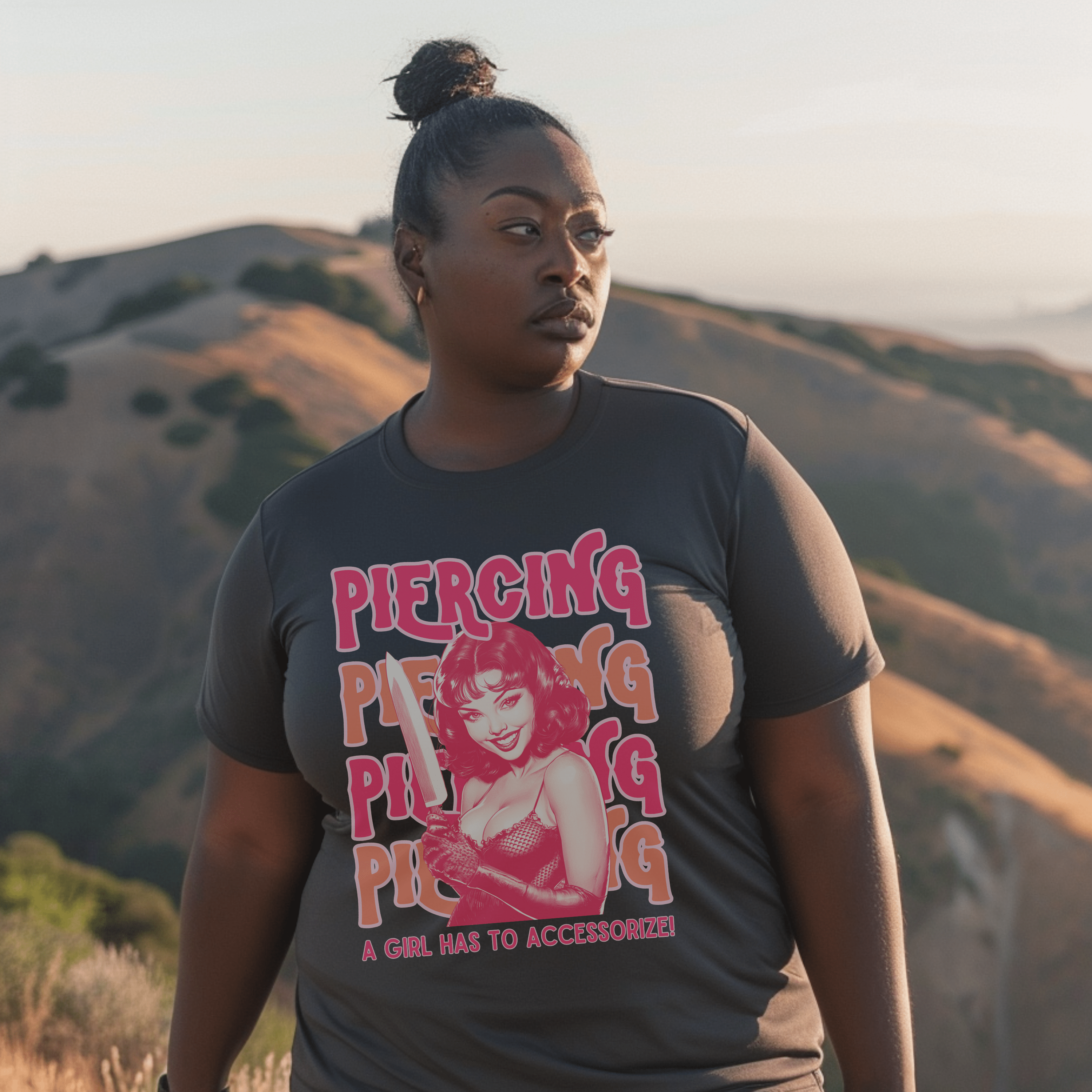 Vintage Feminist Shirt, Piercing Smash The Patriarchy Tee, Pin Up Feminism Tee, Gift For Her - T-Shirt - Chromatic Safari - Pepper - S