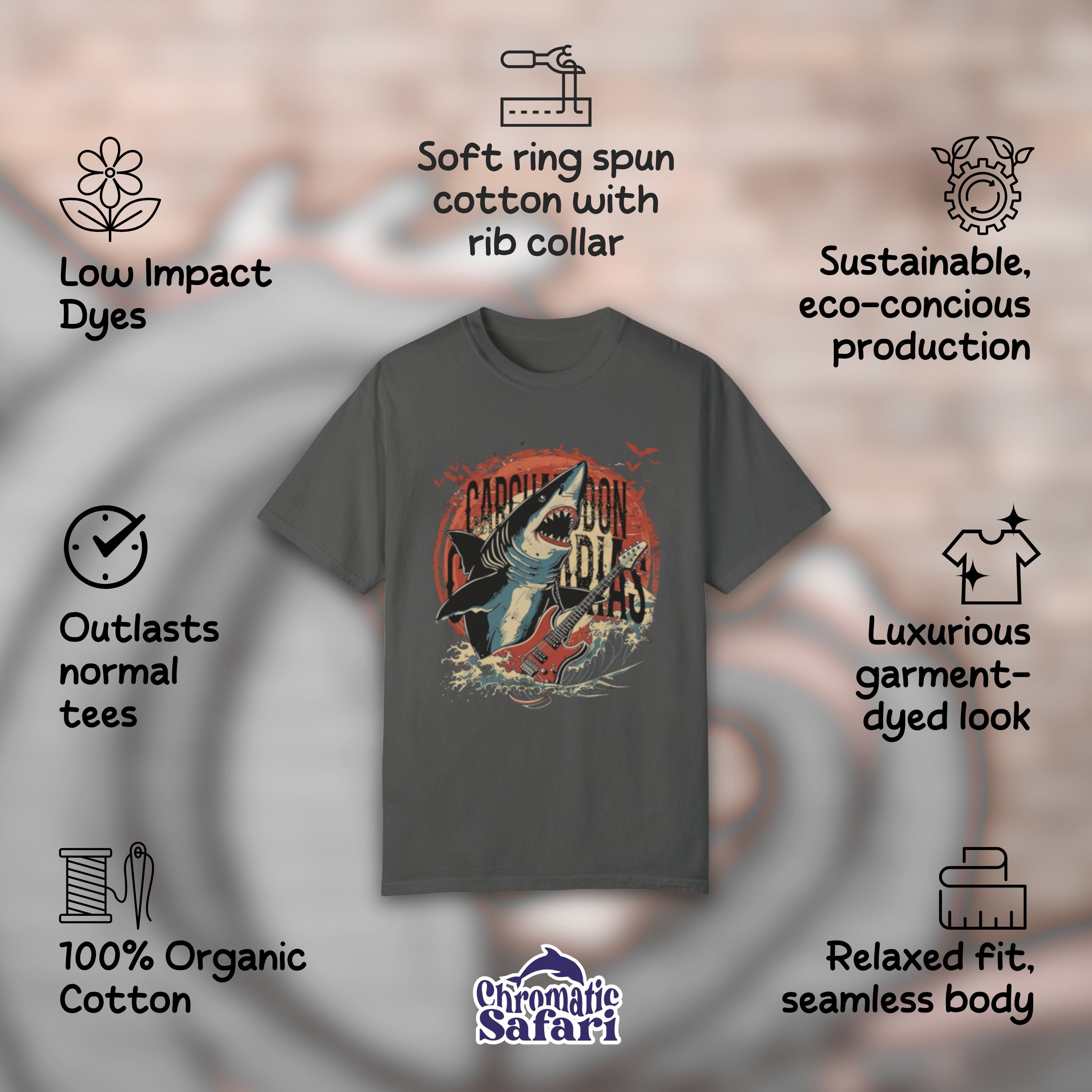 Vintage Shark Band Shirt, Marine Biology Fun Bootleg Shirt, Gift for Music Lover - T - Shirt - Chromatic Safari - Pepper - S