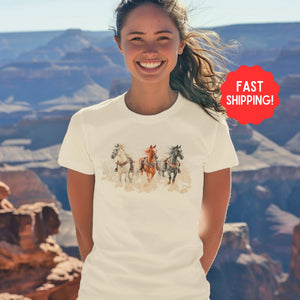 Vintage Three Horse Western Farm Shirt, Comfort Colors Farming Tshirt, Christmas Horse Girl Gift - T-Shirt - Chromatic Safari - Ivory - S