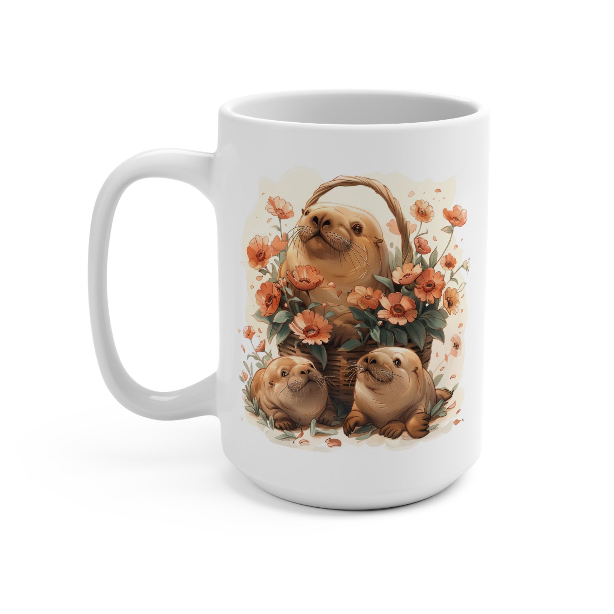 Walrus Mothers Day Mug, Ocean Themed Coffee Cup, Gift for Mom - Mug - Chromatic Safari - 15oz -