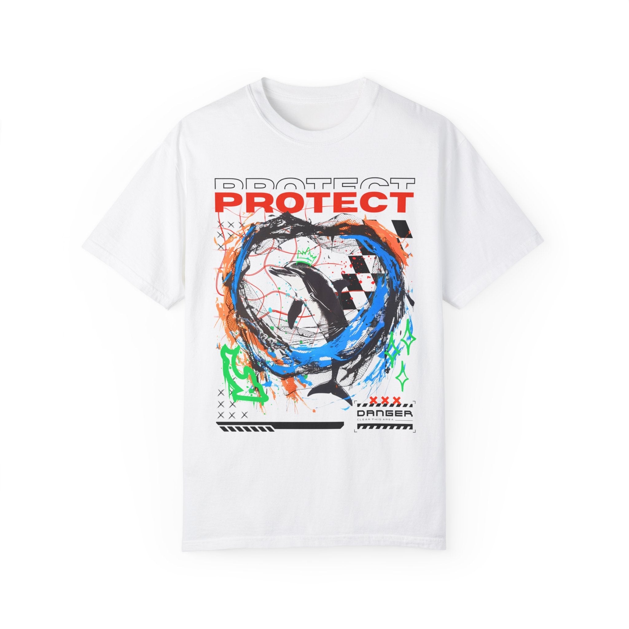 Y2K Graphic Tee Protect Dolphin Shirt Ocean Conservation, Save The Ocean Marine Biology Gift Vintage Shirt, For Divers or Surfers - T - Shirt - Chromatic Safari - Pepper - S