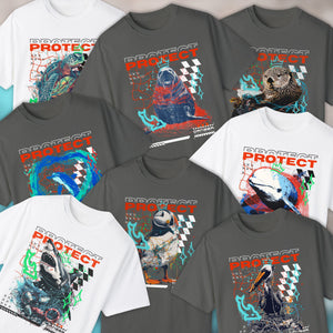 Y2K Graphic Tee Protect Dolphin Shirt Ocean Conservation, Save The Ocean Marine Biology Gift Vintage Shirt, For Divers or Surfers - T - Shirt - Chromatic Safari - Pepper - S