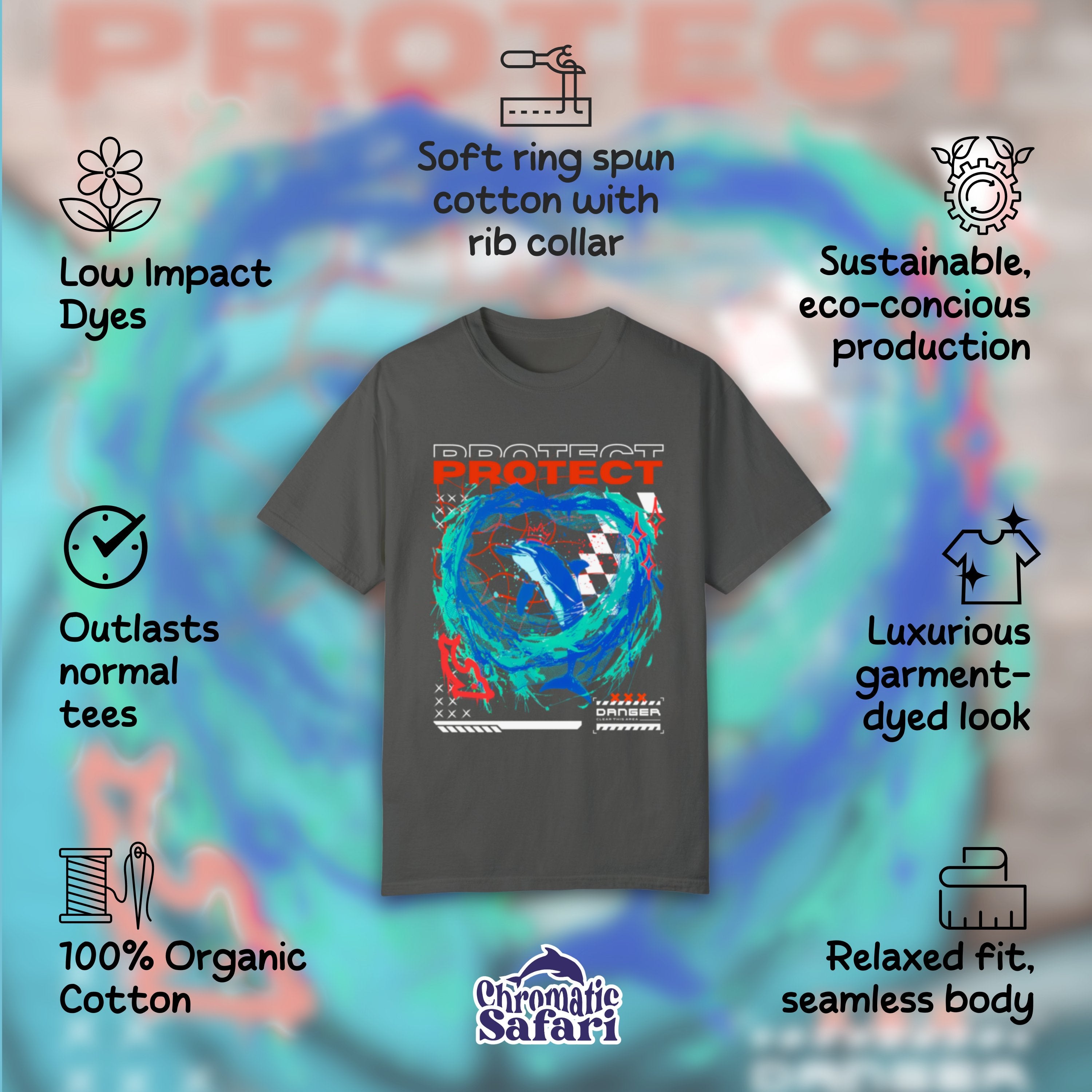 Y2K Graphic Tee Protect Dolphin Shirt Ocean Conservation, Save The Ocean Marine Biology Gift Vintage Shirt, For Divers or Surfers - T - Shirt - Chromatic Safari - White - S