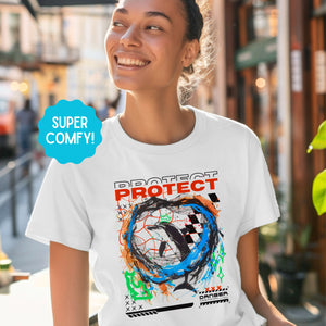 Y2K Graphic Tee Protect Dolphin Shirt Ocean Conservation, Save The Ocean Marine Biology Gift Vintage Shirt, For Divers or Surfers - T - Shirt - Chromatic Safari - White - S
