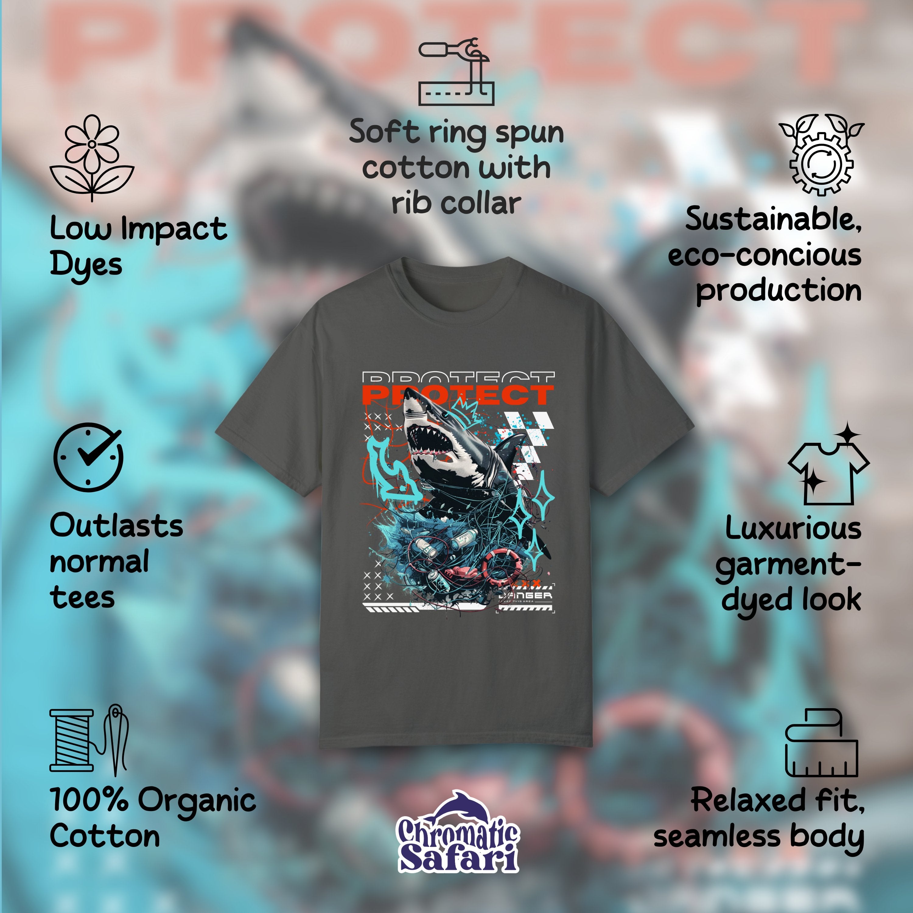 Y2K Graphic Tee Protect Sealife Shark Gifts, Save The Ocean Marine Bio –  Chromatic Safari