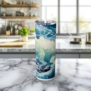 Artful Ocean eco-chic skinny tumbler with straw gift to make a difference turning ocean decor into a statement against marine pollution. - Chromatic Safari - Glitter Iceberg -