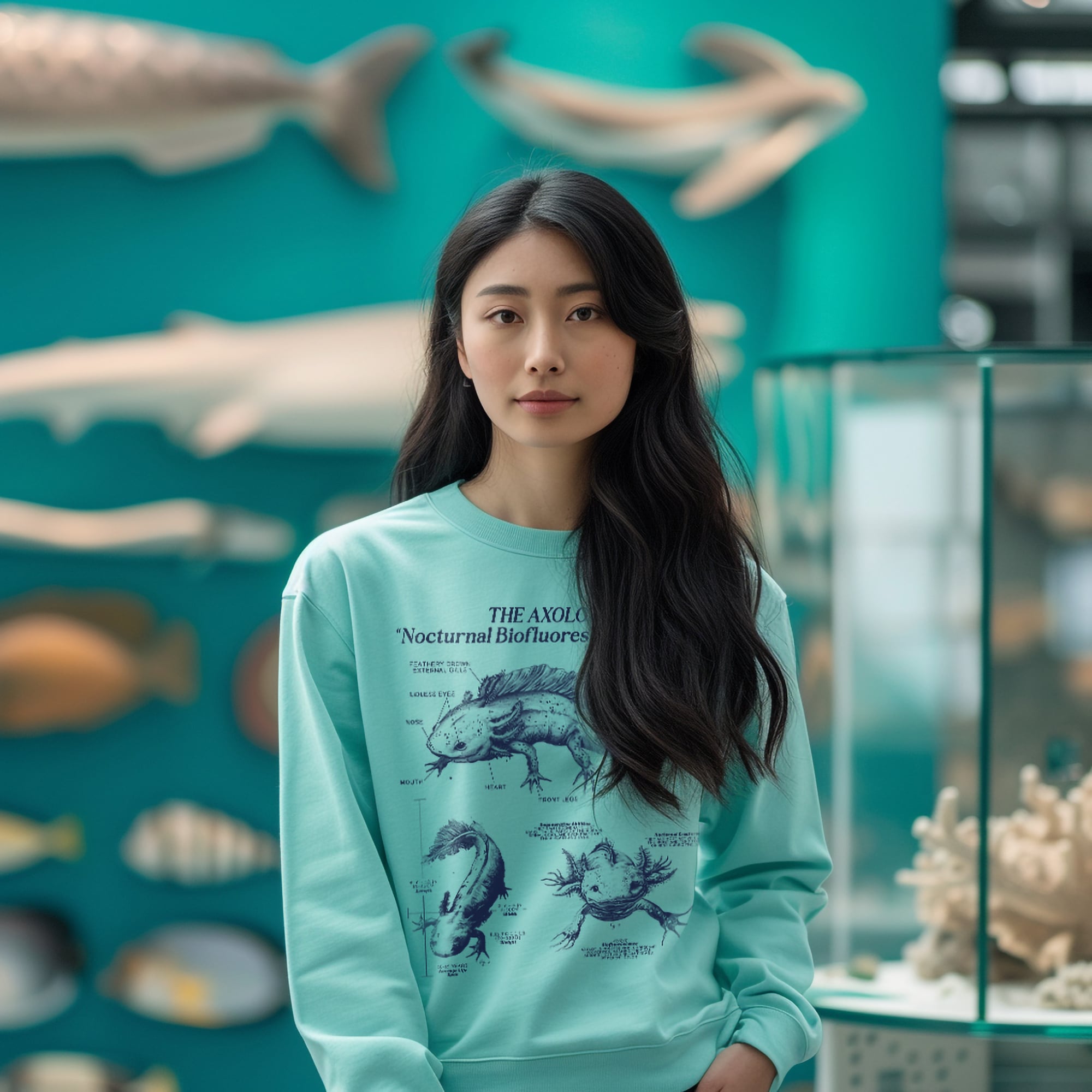 Axolotl Sweatshirt Pullover | Amphibian Anatomy Sweatshirt | Gift for Fish Keeper | Luxury Comfort Colors Sweatshirt - Sweatshirt - Chromatic Safari - Blue Jean - S